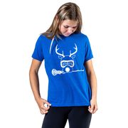 Girls Lacrosse Short Sleeve T-Shirt - Lax Girl Reindeer