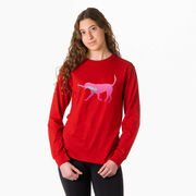 Girls Lacrosse Tshirt Long Sleeve - Lula The Lax Dog (Pink)