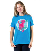 Girls Lacrosse Short Sleeve T-Shirt - Lacrosse Dog with Girl Stick