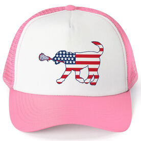 Girls Lacrosse Trucker Hat - Patriotic LuLa the Lax Dog