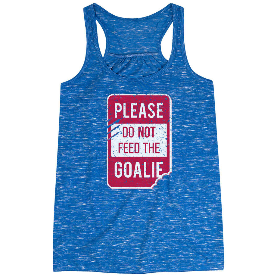 Women's Flowy Racerback Tank Top - Don’t Feed The Goalie