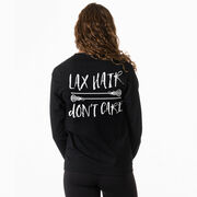 Girls Lacrosse Tshirt Long Sleeve - Lax Hair Don't Care (Back Design)