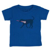 Girls Lacrosse Toddler Short Sleeve Tee - Lula the Lax Dog (Blue)