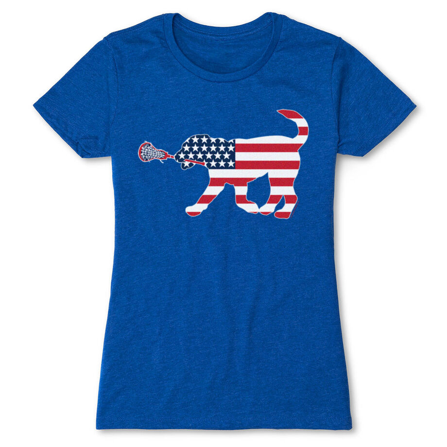 Girls Lacrosse Women's Everyday Tee - Patriotic LuLa the Lax Dog