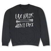 Girls Lacrosse Crewneck Sweatshirt - Lax Hair Don't Care