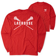 Girls Lacrosse Tshirt Long Sleeve - Crossed Girls Sticks (Back Design)
