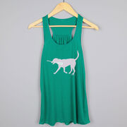 Girls Lacrosse Flowy Racerback Tank Top - LuLa the LAX Dog (Pink)