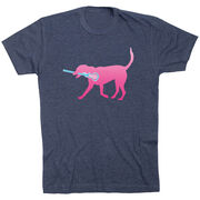 Girls Lacrosse Short Sleeve T-Shirt LuLa the Lax Dog (Pink)