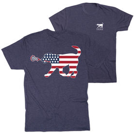 Girls Lacrosse Short Sleeve T-Shirt - Patriotic LuLa the Lax Dog (Back Design)