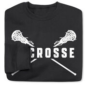 Girls Lacrosse Crewneck Sweatshirt - Lacrosse Crossed Girl Sticks