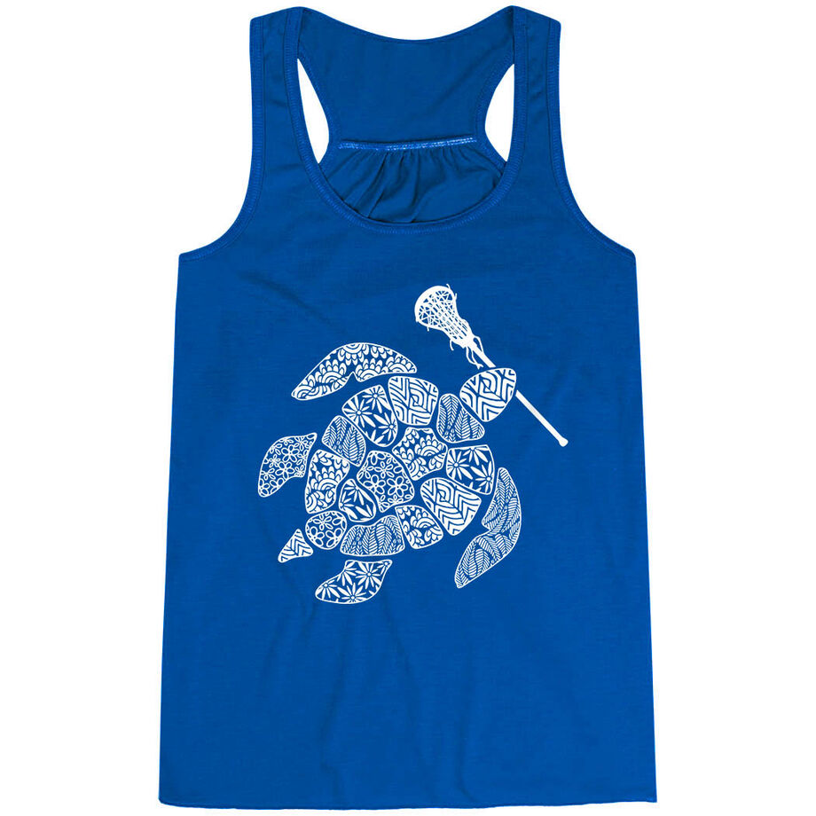 Girls Lacrosse Flowy Racerback Tank Top - Lax Turtle