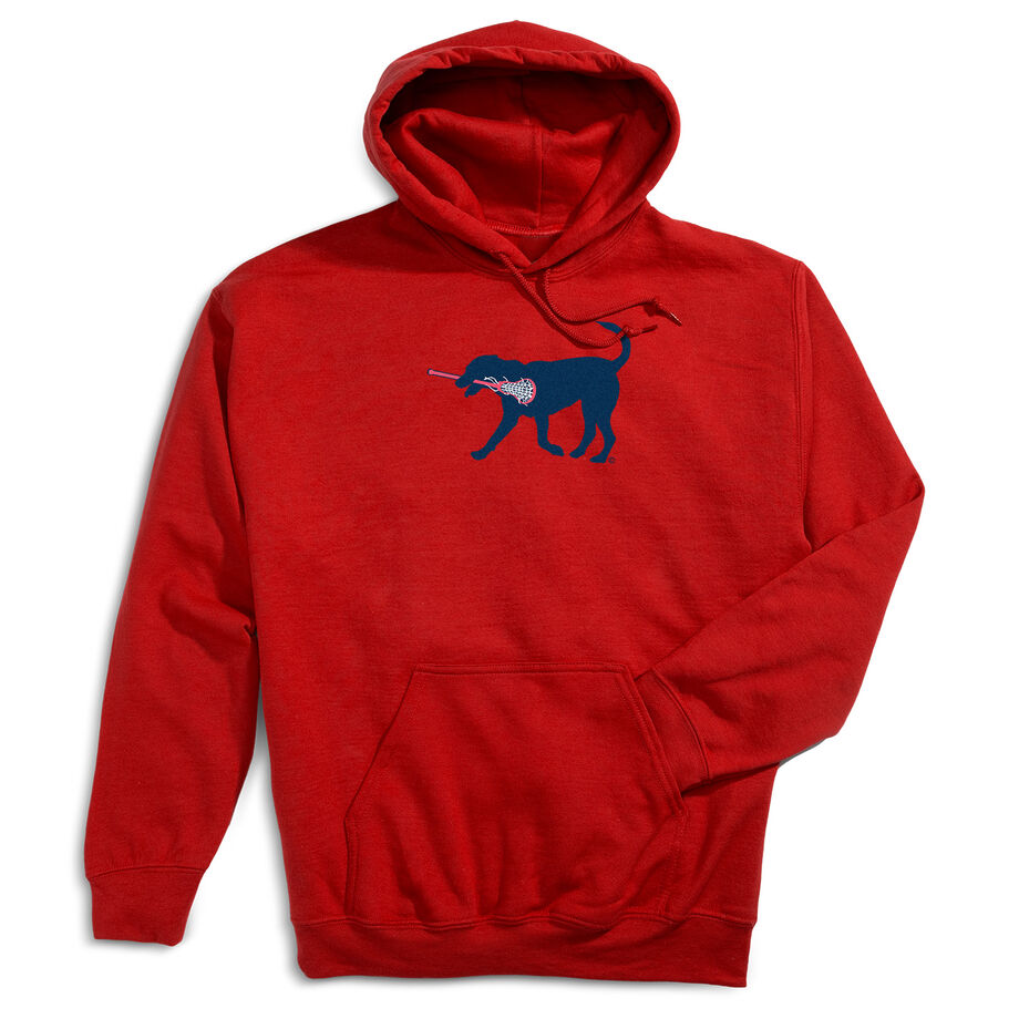 Girls Lacrosse Hooded Sweatshirt - LuLa The LAX Dog(Blue) - Personalization Image