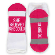 Socrates® Woven Performance Socks She Believed She Could (Fuchsia)