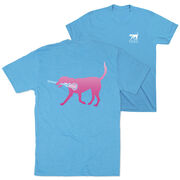 Girls Lacrosse Short Sleeve T-Shirt - LuLa the Lax Dog (Pink) (Back Design)