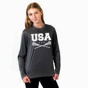 Girls Lacrosse Long Sleeve Performance Tee - USA Girls Lacrosse