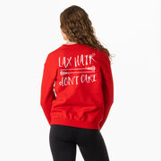 Girls Lacrosse Crewneck Sweatshirt - Lax Hair Don't Care (Back Design)