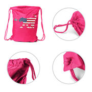Girls Lacrosse Drawstring Backpack Patriotic LuLa the Lax Dog