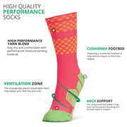 Girls Lacrosse Woven Mid-Calf Socks - Aloha (Pink/Orange/Green)