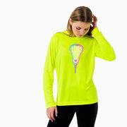 Girls Lacrosse Long Sleeve Performance Tee - Lacrosse Stick Heart