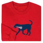 Girls Lacrosse Crewneck Sweatshirt - LuLa The LAX Dog (Blue)