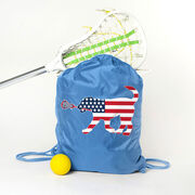 Girls Lacrosse Drawstring Backpack Patriotic LuLa the Lax Dog
