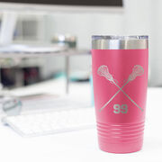 Girls Lacrosse 20 oz. Double Insulated Tumbler - Personalized Crossed Sticks