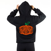 Girls Lacrosse Hooded Sweatshirt - Lax Stick Pumpkin (Back Design)
