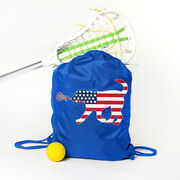 Girls Lacrosse Drawstring Backpack Patriotic LuLa the Lax Dog