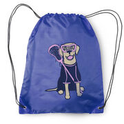 Girls Lacrosse Drawstring Backpack - Lily The Lacrosse Dog