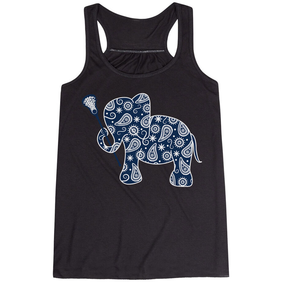 Girls Lacrosse Flowy Racerback Tank Top - Lax Elephant