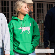 Girls Lacrosse Hooded Sweatshirt - LuLa the Lax Dog (Pink)