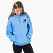 Girls Lacrosse Hooded Sweatshirt - LuLa The LAX Dog Blue (Back Design)