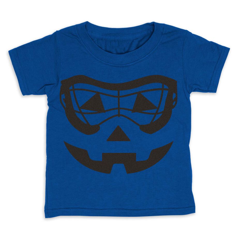 Girls Lacrosse Toddler Short Sleeve Tee - Lacrosse Goggle Pumpkin Face