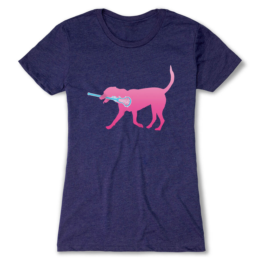 Girls Lacrosse Women's Everyday Tee - LuLa the Lax Dog (Pink)