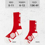 Team Number Woven Mid-Calf Socks - Red