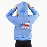 Girls Lacrosse Hooded Sweatshirt - Patriotic LuLa the Lax Dog (Back Design)