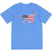 Girls Lacrosse Short Sleeve Performance Tee - Patriotic LuLa the Lax Dog