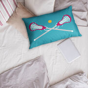 Girls Lacrosse Pillowcase - Crossed Sticks (Teal)