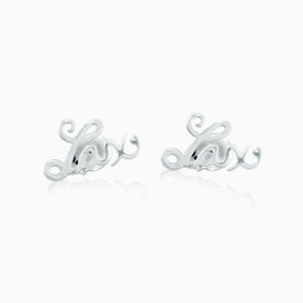 Livia Collection Sterling Silver Lacrosse Script Post Earrings