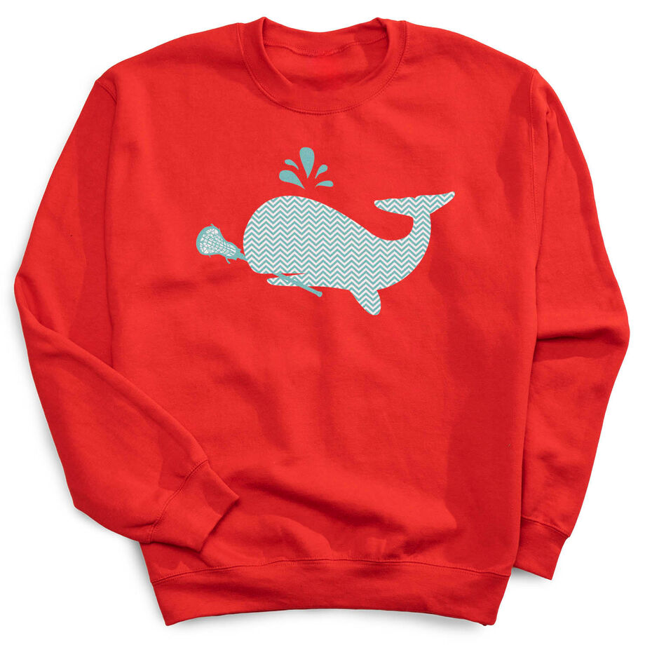 Girls Lacrosse Crewneck Sweatshirt - Chevron Lax Whale