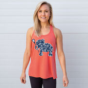 Girls Lacrosse Flowy Racerback Tank Top - Lax Elephant