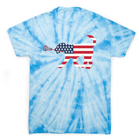 Girls Lacrosse Short Sleeve T-Shirt - Patriotic LuLa the Lax Dog Tie Dye