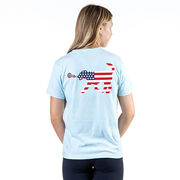 Girls Lacrosse Short Sleeve T-Shirt - Patriotic LuLa the Lax Dog (Back Design)