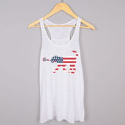 Girls Lacrosse Flowy Racerback Tank Top - Patriotic LuLa the Lax Dog