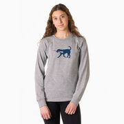 Girls Lacrosse Tshirt Long Sleeve - Lula The Lax Dog (Blue)