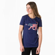 Girls Lacrosse Women's Everyday Tee - Patriotic LuLa the Lax Dog