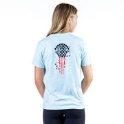 Girls Lacrosse Short Sleeve T-Shirt - Patriotic Lax Girl (Back Design)