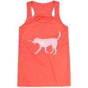 Girls Lacrosse Flowy Racerback Tank Top - LuLa the LAX Dog (Pink)