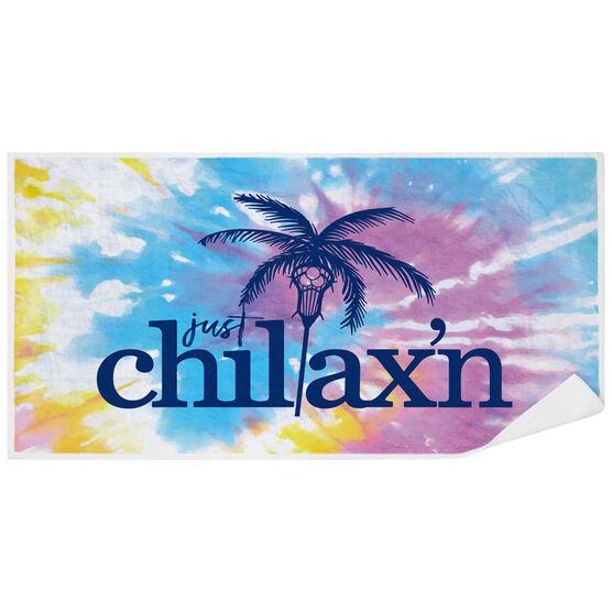 Girls Lacrosse Premium Beach Towel - Just Chillax'n Tie-Dye