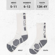 Team Number Woven Mid-Calf Socks - White/Gray